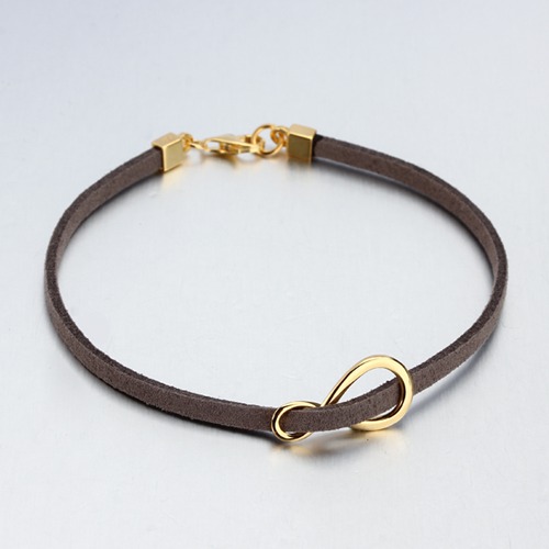 Leather cord sterling silver infinity bracelet
