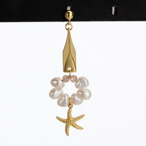 Renfook 925 sterling silver baroque pearl earrings for women