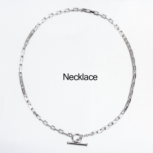 Renfook 925 sterling silver long box chain toggle necklace