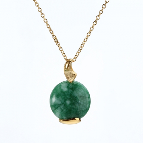 Renfook 925 sterling silver green agate pendant