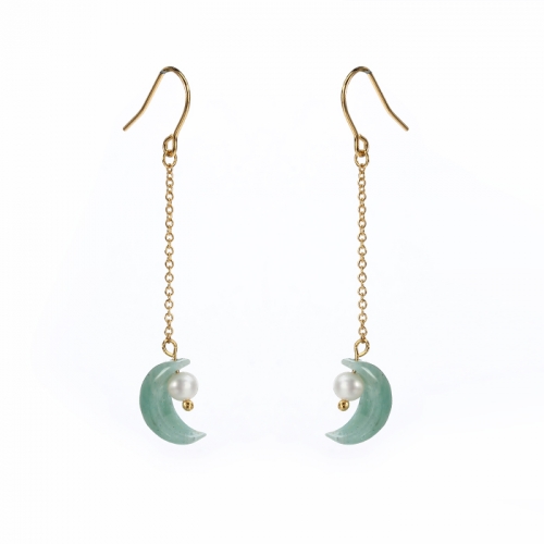 Renfook 925 sterling silver moon shape earrings jewelry 2020