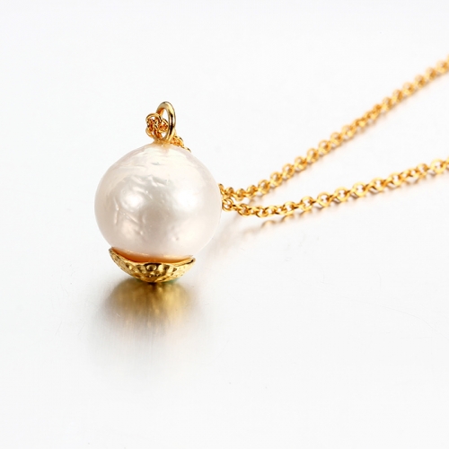 Renfook 925 sterling silver gold plated pearl pendant
