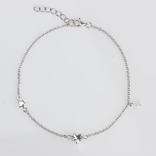 Renfook 925 sterling silver cubic zirconia star charm bracelet women jewelry