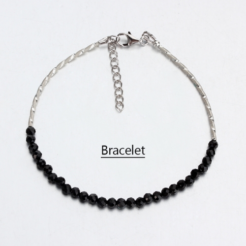 Renfook 925 sterling silver black spinel bracelet women jewelry