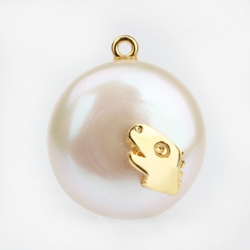 Renfook 925 sterling silver pearl dinosaur pin pendant