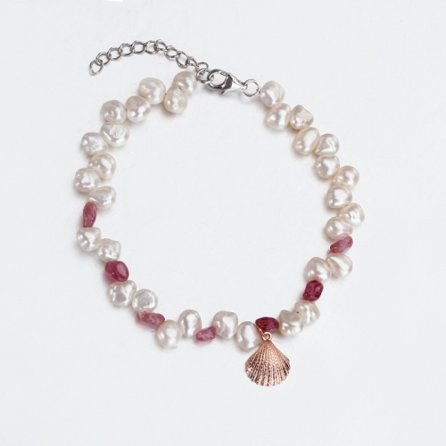 Renfook 925 sterling silver nordic style pearl bracelet for women