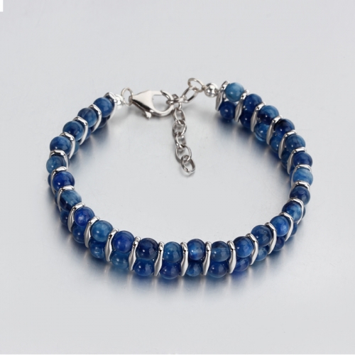 Renfook 925 sterling silver nordic style aquamarine bracelet for women