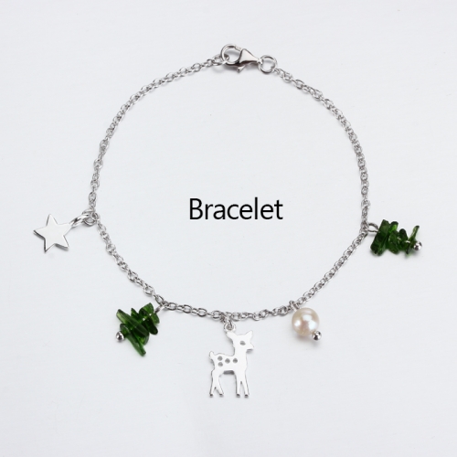 Renfook 925 sterling silver diopside pearl bracelet for Christmas