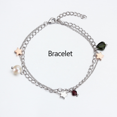 Renfook 925 sterling silver pearl and gemstone star bracelet for women