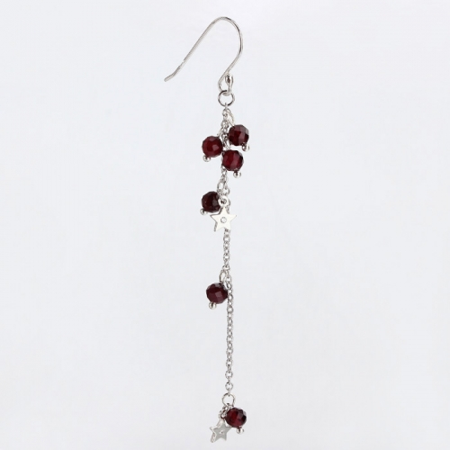 Renfook 925 sterling silver garnet chain earrings for women