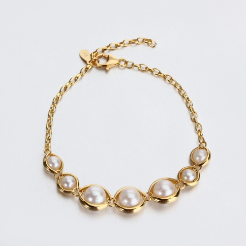 Renfook 925 sterling silver pearl unique bracelet for women