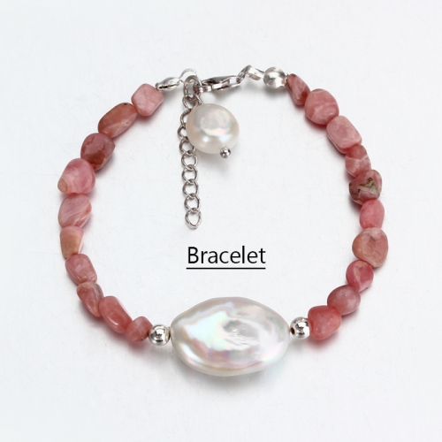 Renfook 925 sterling silver rhodochrosite bracelet for women