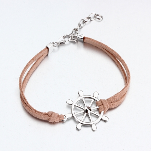 Renfook 925 sterling silver steering wheel charm bracelet for women