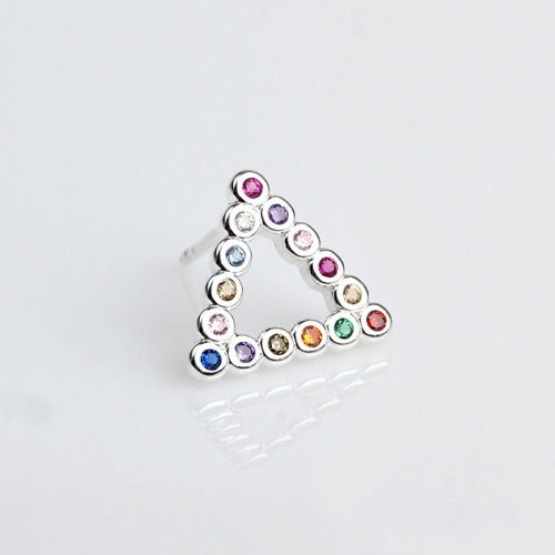 Renfook 925 sterling silver colorful CZ triangle jewelry earrings