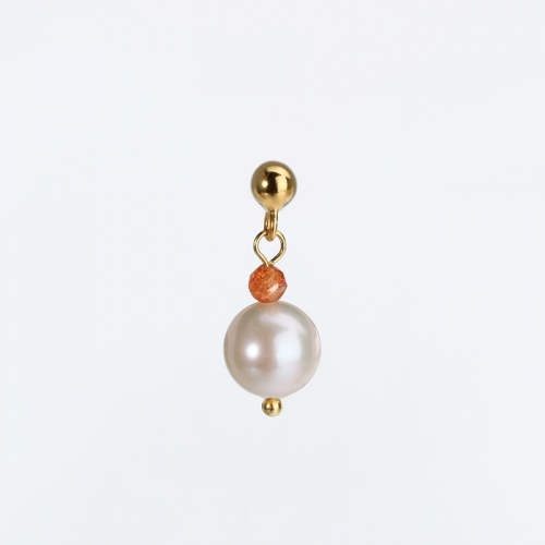 Renfook 925 sterling silver freshwater pearl and orange garnet earrings for women