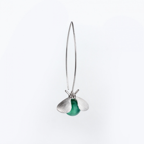 Renfook 925 sterling silver pearl or green agate dragonfly hook earrings for women
