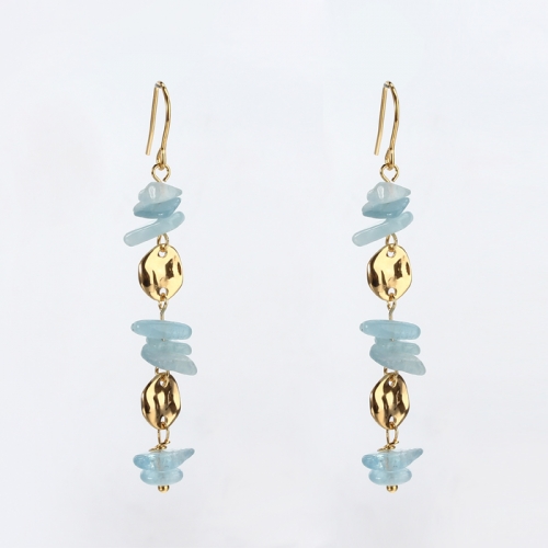 Renfook 925 sterling silver aquamarine gold plated earings for women
