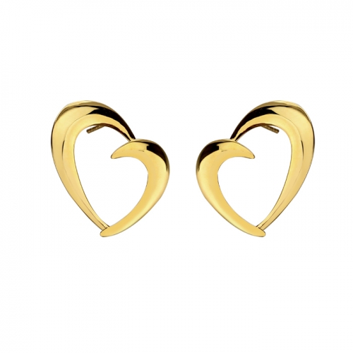 Renfook 925 sterling silver hollowed- heart stud earrings for women