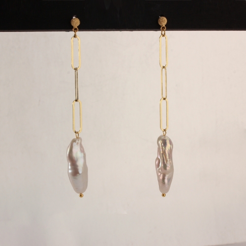 Renfook 925 sterling silver long link chain earings for women