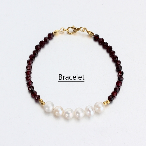 Renfook 925 sterling silver pearl and stone bracelet for women