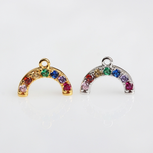 Renfook Sterling silver rainbow color stone charm