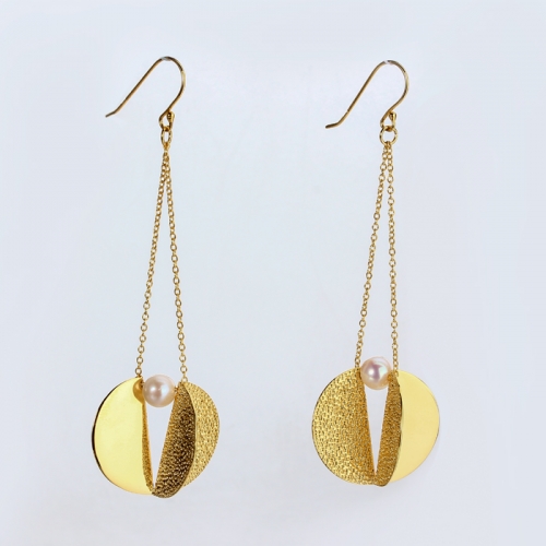 Renfook 925 sterling silver chic unique gold plated earrings