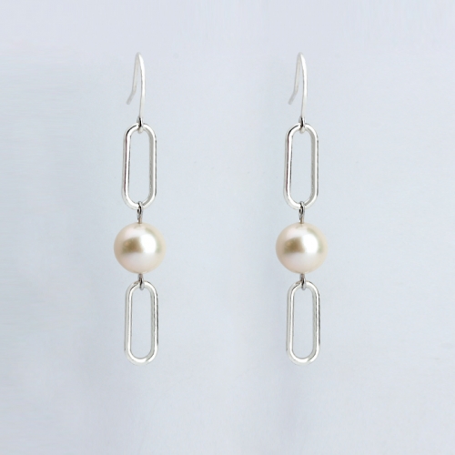 925 Sterling silver handmade stylish pearl dropping earrings hook