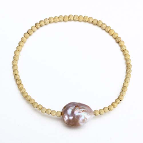 925 Sterling silver sandy bead handmade pearl bracelet