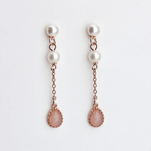 925 Sterling silver gemstone charm pearl earrings stud
