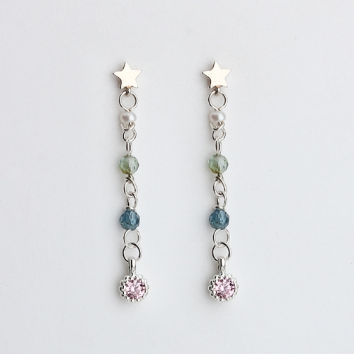 925 Sterling silver star gemstone handmade earrings stud
