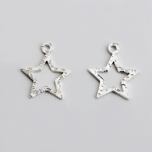 925 sterling silver hammered hollow star charm jewelry findings
