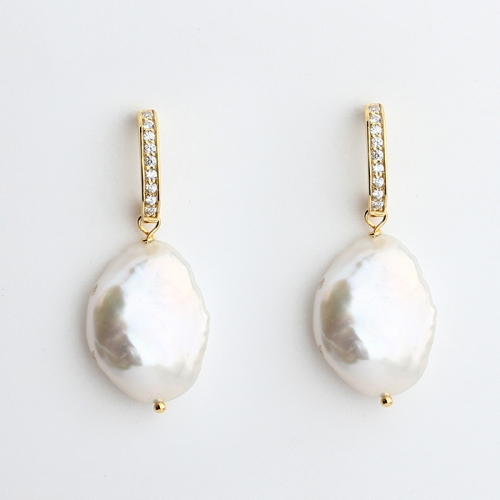 925 sterling silver baroque pearl drop earring stud