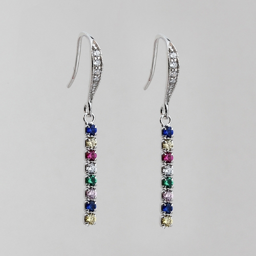 925 sterling silver colorful tennis chain earrings hook