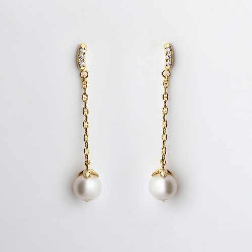 925 sterling silver marine chain freshwater pearl drop earrings