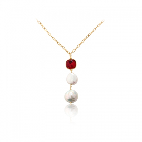 925 Sterling Silver Crystal Baroque Pearl Necklace