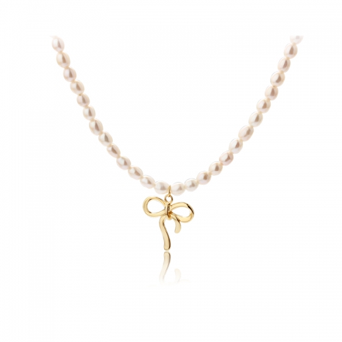 925 Sterling Silver Fashion Butterfly Pearl Necklace