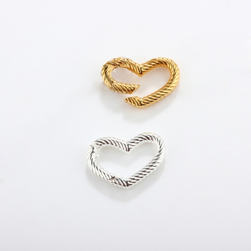 925 Sterling Silver Twisted Heart Link Clasp