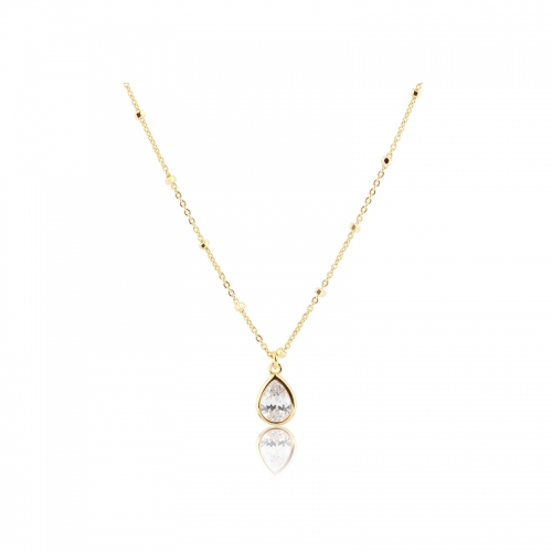 925 Sterling Silver Pear CZ Necklace