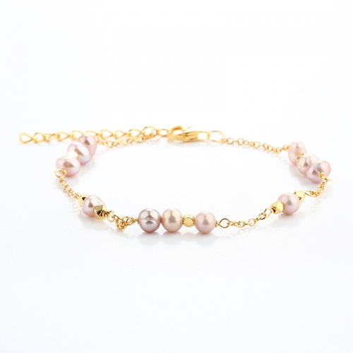 925 Sterling Silver Pink Pearl Bracelet