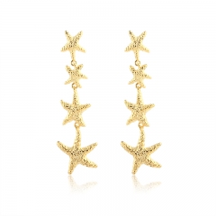 925 Sterling Silver Hammered Ocean Starfish Earrings Studs