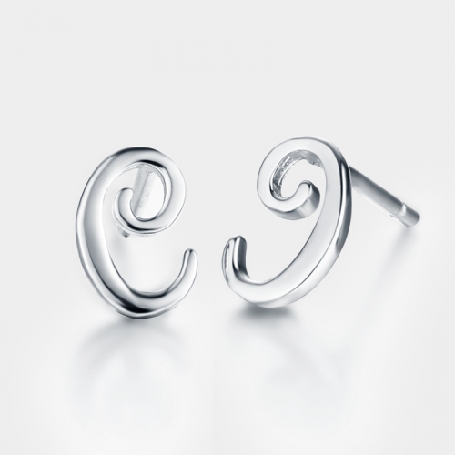 925 sterling silver letter alphabet e stud earrings