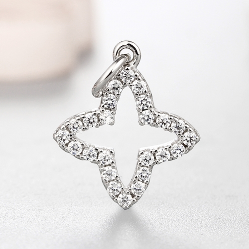 925 sterling silver cz diamond-shaped charms
