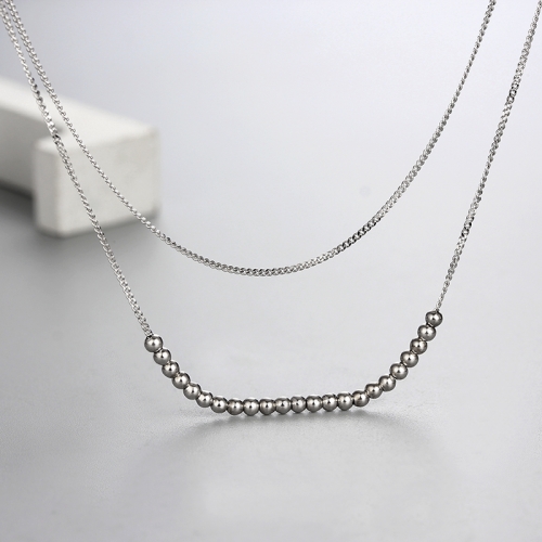 925 sterling silver doule layer beads necklaces