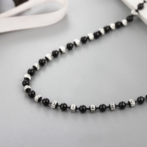 925 sterling silver black white beads chain necklaces