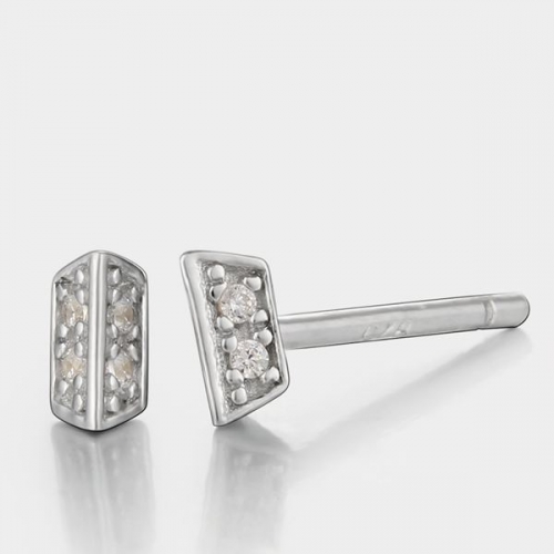 925 silver cubic zirconia square stud earring