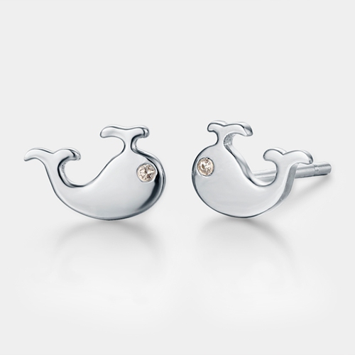925 sterling silver cute whale stud earrings