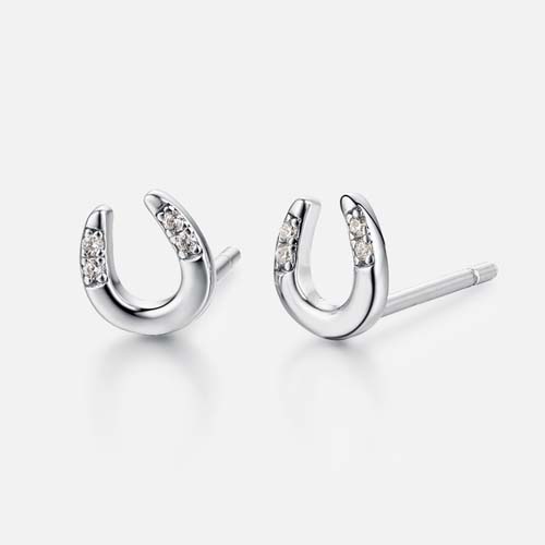 925 sterling silver cubic zirconia U-shaped stud earrings