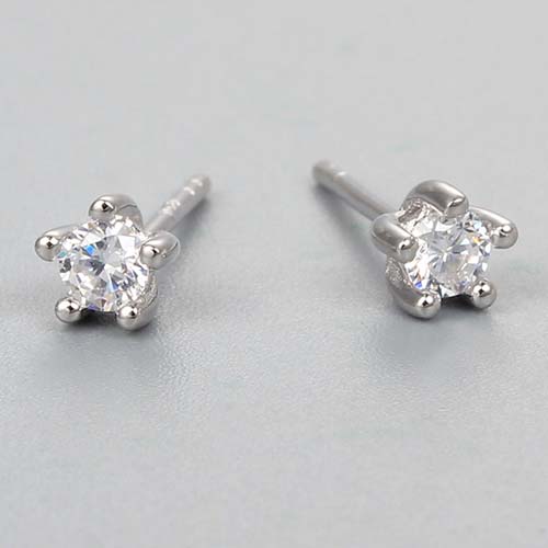 925 sterling silver solitaire stone earrings pin