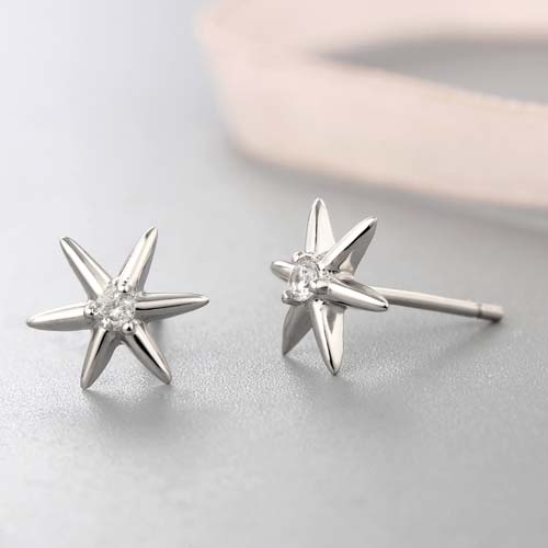 925 sterling silver CZ star stud earrings