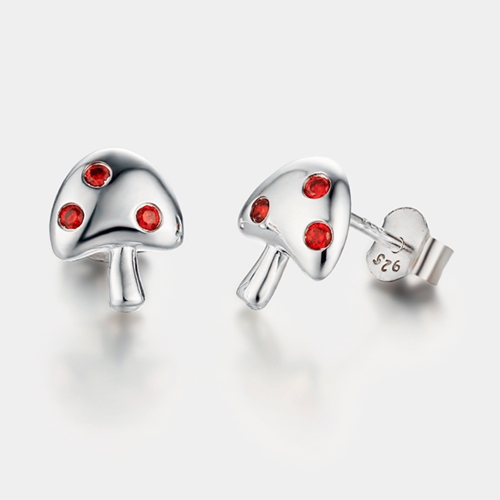 925 sterling silver  cz mushroom stud earrings